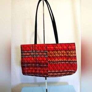 Red and Black Geometric Tote Bag